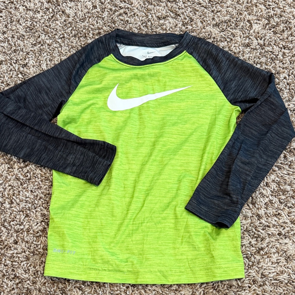 Nike Kids Lime and Charcoal Long Sleeve Tee
